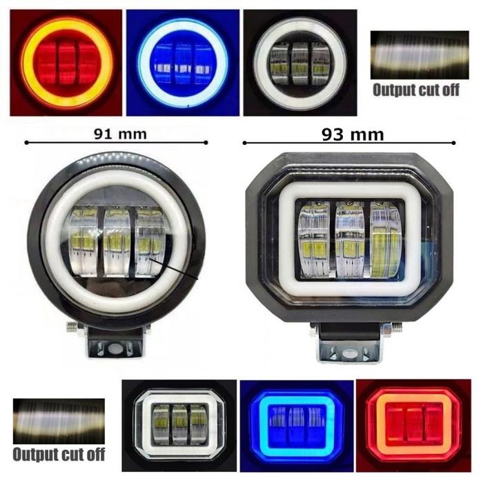 LAMPU TEMBAK SOROT LED DAYMAKER K30 3 MATA 30WATT BULAT KOTAK CWL CREE 6D ANGEL EYE 12-24VOLT FULL D