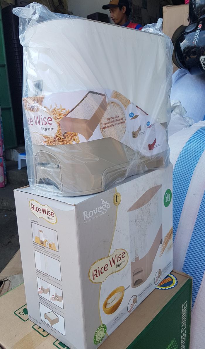 Tempat Penyimpanan Beras Rovega 5kg Rice Wise Box Dispenser Rovega