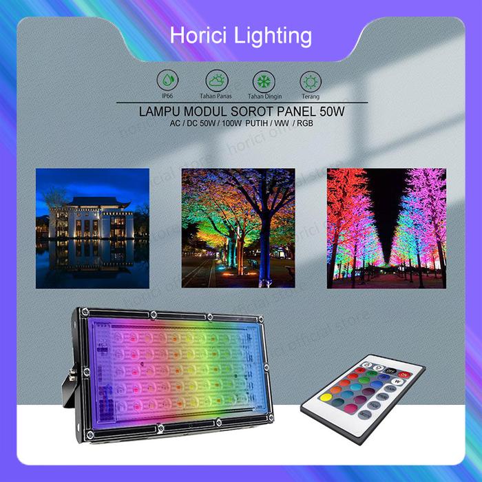 |Ready Stock Horici 50W RGB Lampu Sorot Lampu Hias/Tembak LED Slim 50 Watt/LED Floodlight 50 Watt Ac