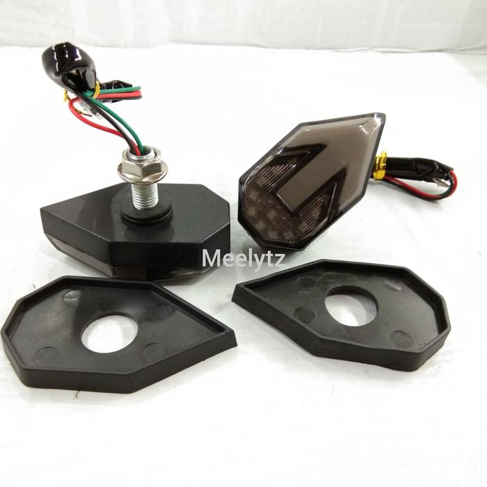 Lampu sein LED tempel fairing 2 warna senja sein running model panah Biru