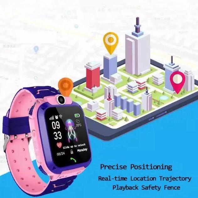 Jam Tangan anak anak bisa di isi kartu sim camera senter sos gps Q12 Free Box dan USB
