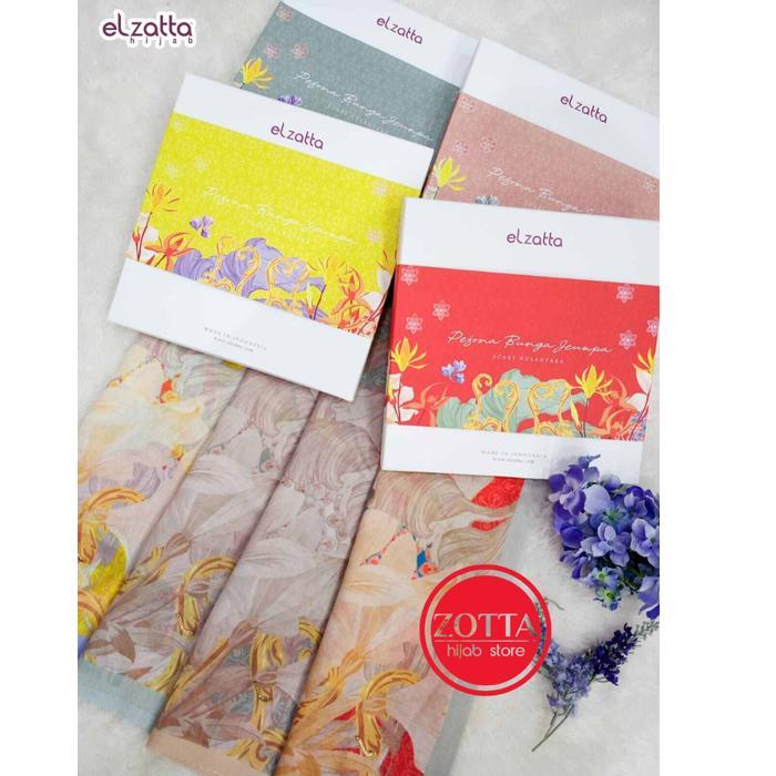 JILBAB SEGI EMPAT KANARA PESONA BUNGA JEUMPA SCARF PREMIUM KERUDUNG ELZATTA FREE BOX