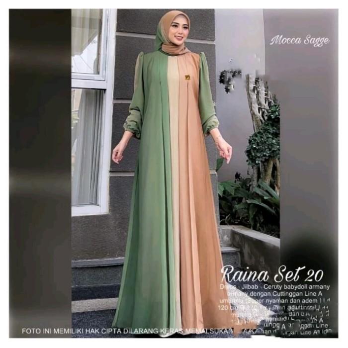 NEW COLLECTIN!! BAJU GAMIS WANITA MUSLIM ADA JUMBO RAINA SET DRESS JILBAB CERUTI POLOS CANTIK FASHIO