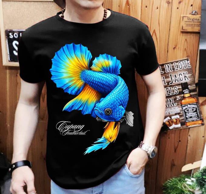 Produk Terlaris ....kaos cowo kaos distro keren terbaru Gambar Ikan Cupang Bluebrim , cupang fancy,