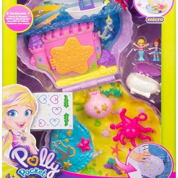 POLLY POCKET TINY POWER SEASHELL PURSE COMPACT WITH WEARBLE STRAP