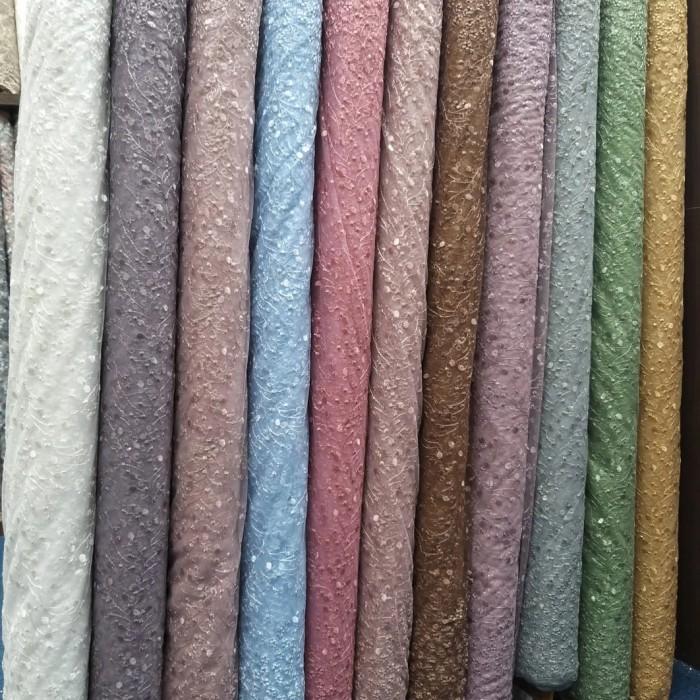 Bahan/Kain kebaya tile metalic.tulle gliter.brokat.brukat.tile korea
