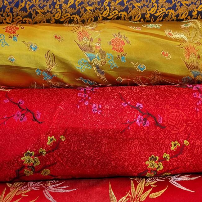 Kain Cheongsam Chongsam Cina Motif Naga Bunga Koin