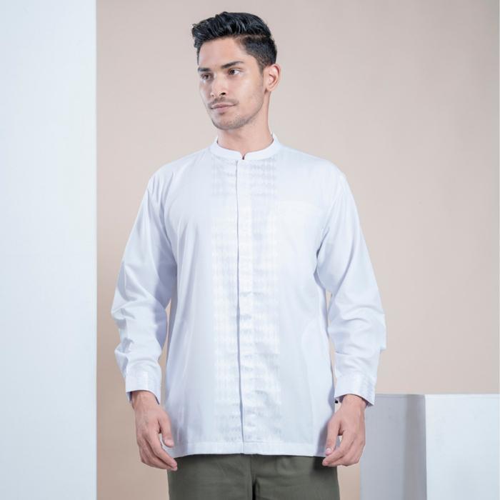 SALE TERMURAH MUSLIMADANI BAJU KOKO DEWASA SYAREEF KEMKO LENGAN PANJANG BAJU KOKO PUTIH PRIA KATUN R
