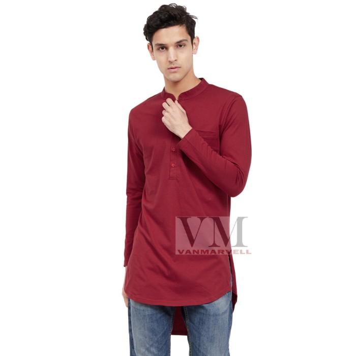 Dijual - VM Gamis Merah Maroon Gamis Jumbo Gamis Pria Baju Koko Polos - Maroon, 4XL