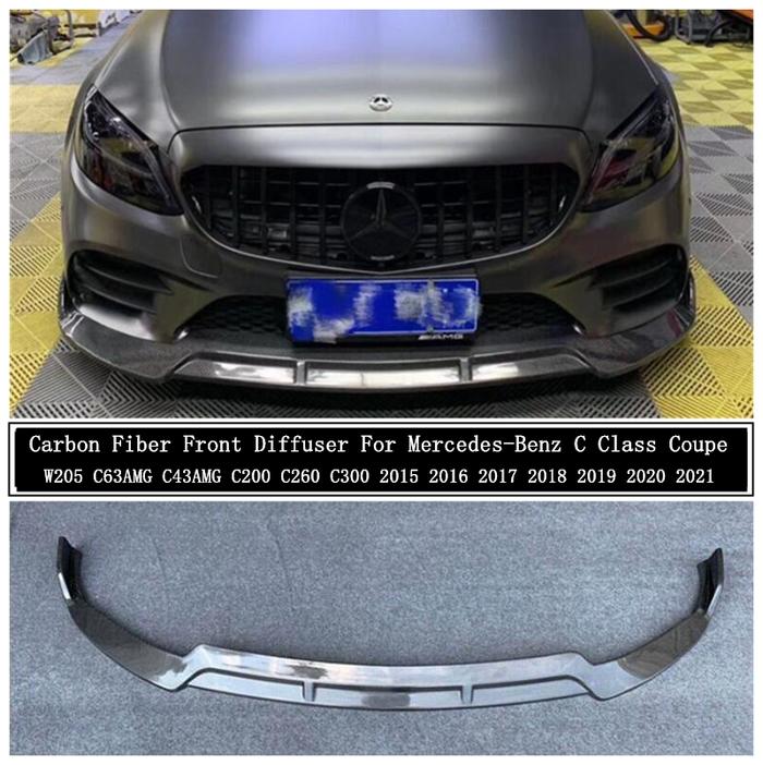 Carbon Fiber Front Diffuser Lip Spoiler  Mercedes-Benz C Class Coupe W205 C63 C43 C200 C260 C300 201