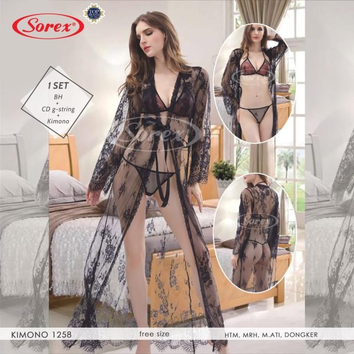 TERBARU(DTN) KIMONO SET LINGERIE SEXY TRANSPARAN SOREX KIMONO 1258