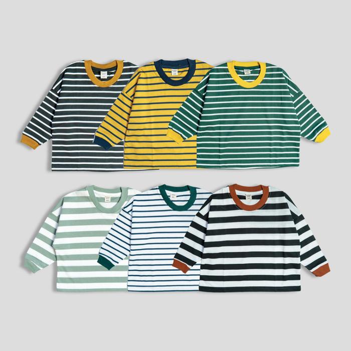 Bajubaja junior overstripe / kaos oversize salur tangan panjang anak bahan cn 30s