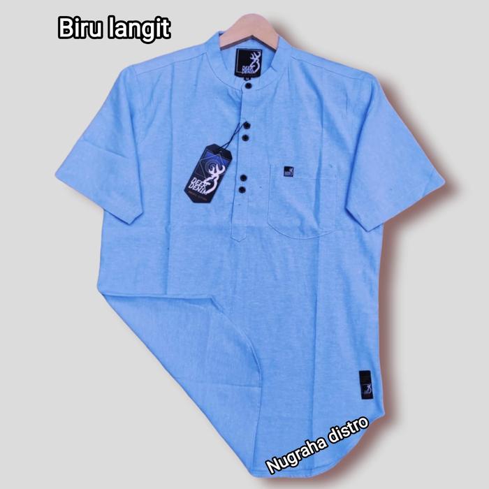 terlaris BAJU KOKO BIRU LANGIT LENGAN PENDEK PRIA DEWASA TERBARU 2025