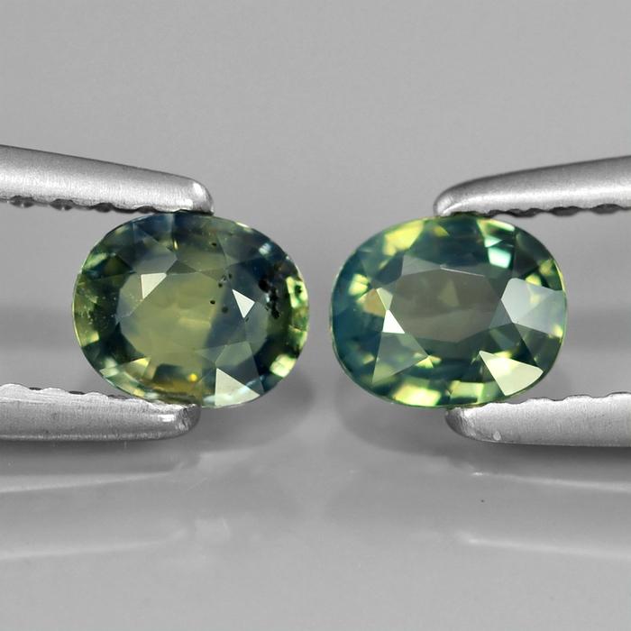 Perfect Pair 2Pcs/0.91Ct t.w 5x4mm Oval Natural Unheated Untreated Tri-Color SAPPHIRE SP025