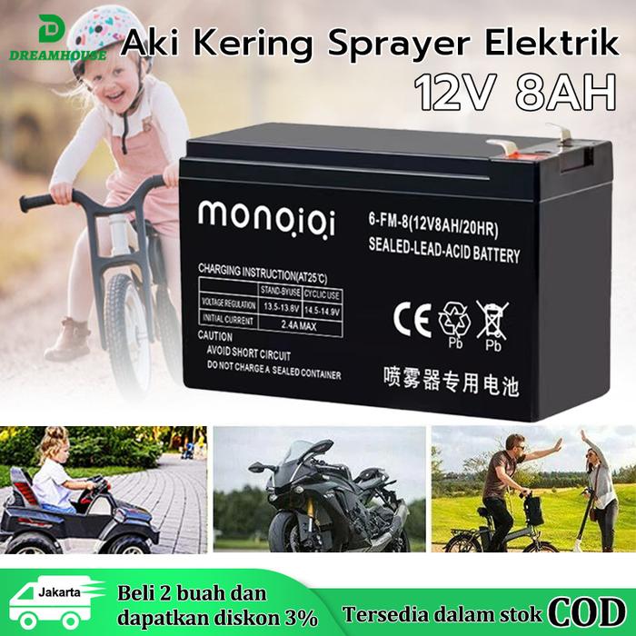 Produk Aki Kering Sprayer Elektrik 12V 12AH/8AH+ 1Charger KANEDA/Baterai Alat Semprot Hama/aki kerin