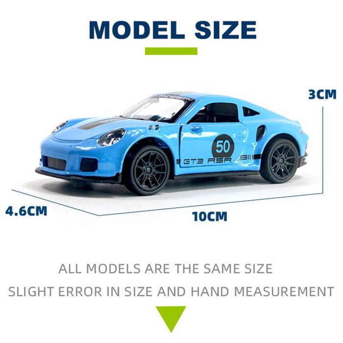 STORE ABADI - 11CM Skala 1:43 Miniatur Diecast Mobil Ferrari GTR Bugatti Porsche Toyota Mainan Anak 