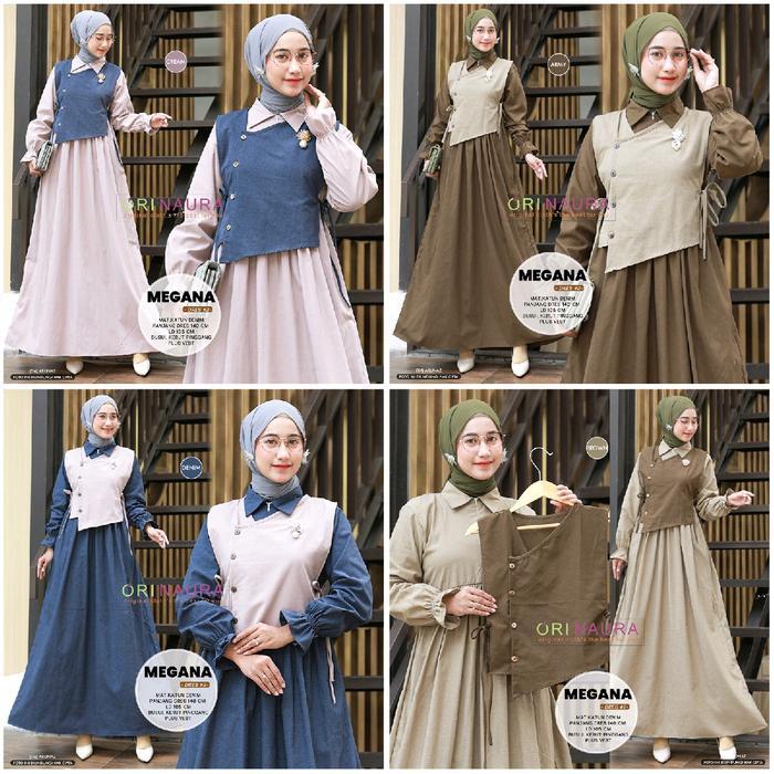 Promo Megana Dres #2 - Gamis Kekinian Dres Plus Outer Polos Bahan Viscose By Annaira.Id Muslim Katun