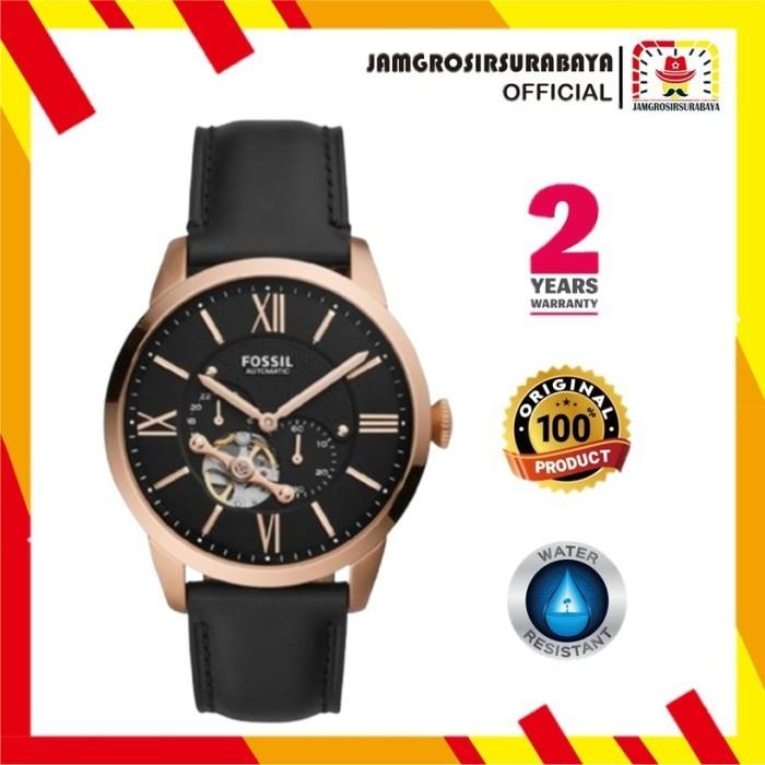 Jam Tangan Pria FS ME3170 / ME 3170 Townsman Automatic Open Heart Black Dial Black Leather Strap Ori