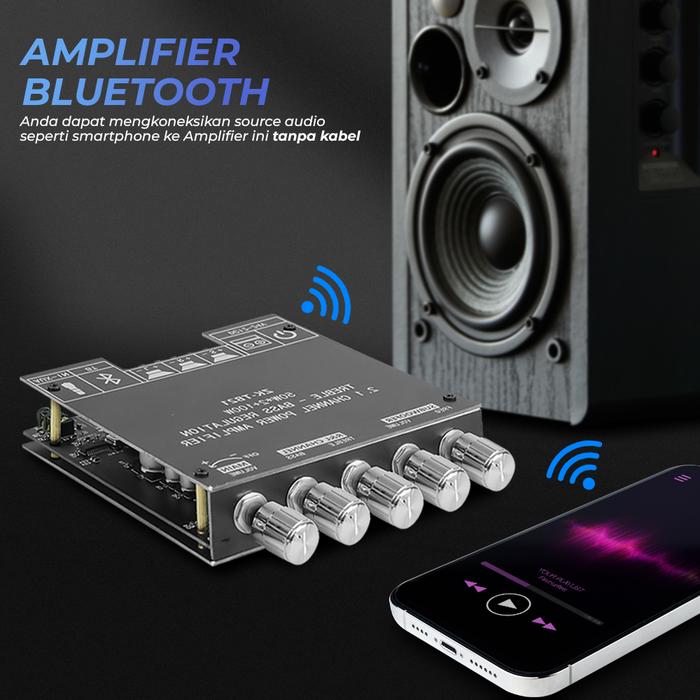 STORE ABADI - ZK Audio Bluetooth Audio Receiver 5.0 Amplifier 2.1 50Wx2+100W - ZK-TB21 TERLARIS PALI