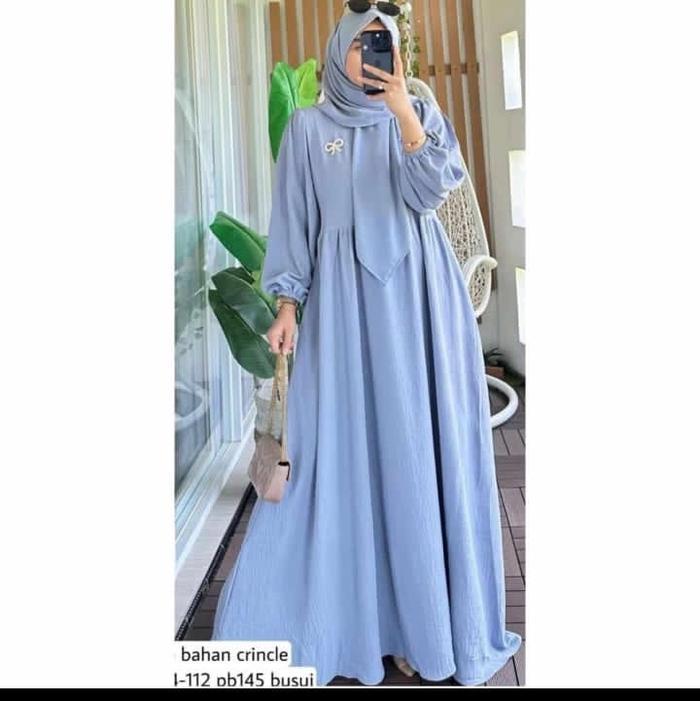 Terbaru!!! Gamis Syifa Crinkle/ Gamis Syar’I Crinkle /Gamis Set Hijab Ready