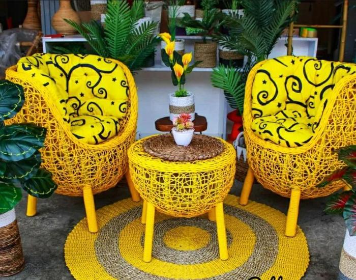 Ready stok 1 set kursi teras rotan kursi santai kursi outdoor kursi rotan teras anyaman brekele