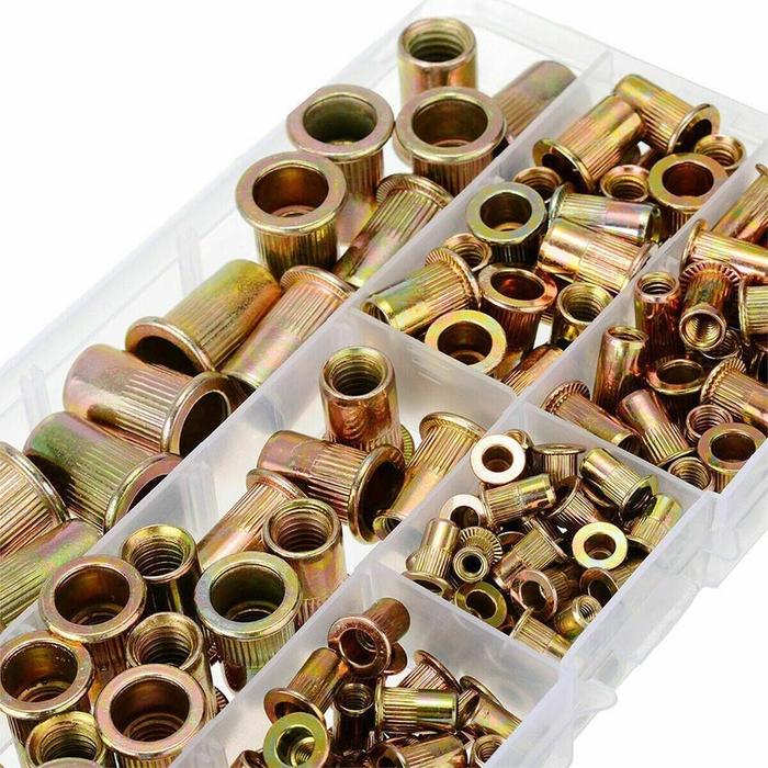 STORE ABADI - 175pcs Rivet Nut Mur Tanam / Rivnut / Mur Furniture Knockdown / Kuning Besi Carbon Ste
