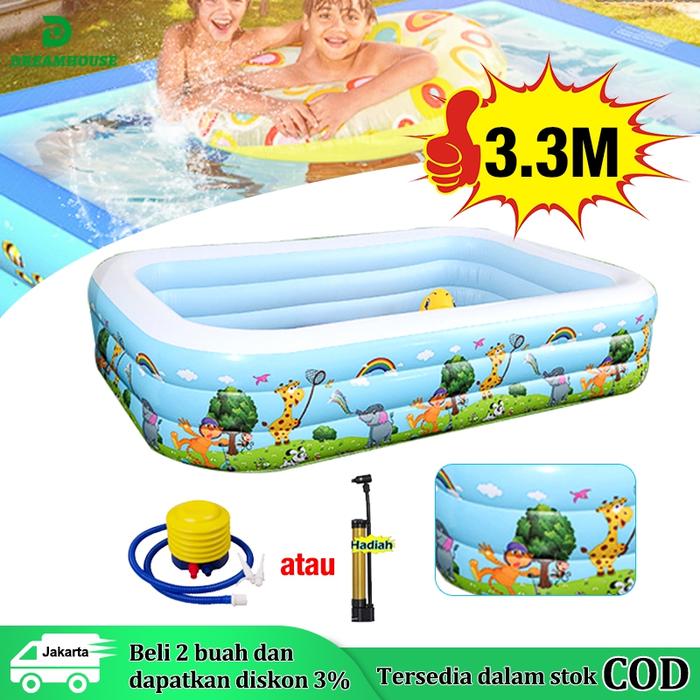 Produk 3.3m+Pompa kolam renang anak jumbo /kolam renang anak 3 ring gelembung/kolam renang/mainan ko