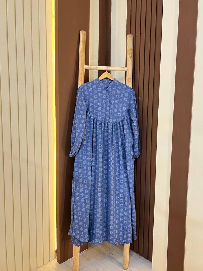 Terbaru!!! Gamis Anya Airflow Jaquard 3D Crinkle Kancing Hijau Ibu Muslim Nyaman Wudhu Wanita Pink R