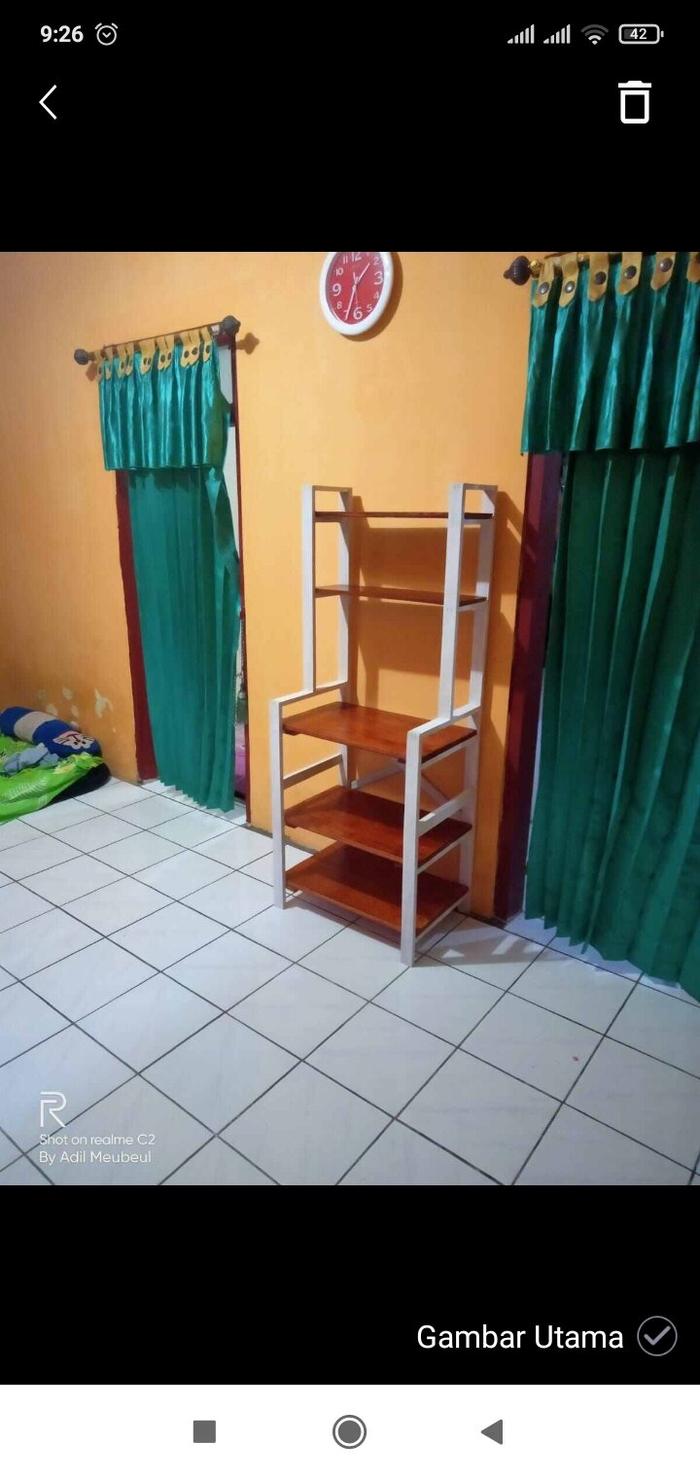 rak meja kompor kayu serbaguna rak portabel