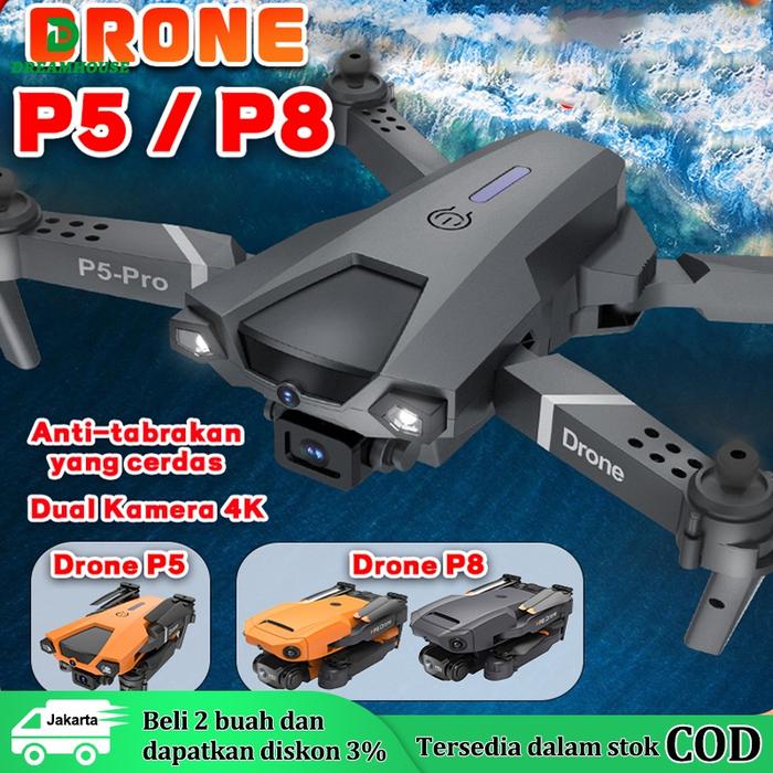 Produk Drone Kamera Rc Drone P8 E99 Pro Drone Profesional 4K Kamera Ganda WIFI 5G Quadcopter Penghin