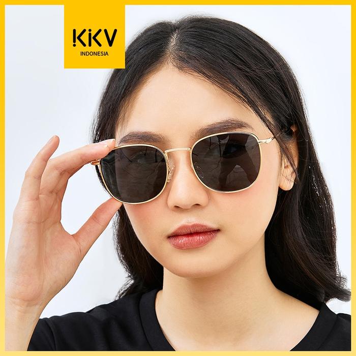 READY_ KKV METAL FRAME BLACK SUNGLASSES WANITA KEKINIAN ANTI UV ANTI SILAU KACAMATA HITAM KOTAK OVER