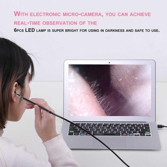 STORE ABADI - BISA COD - Kamera Endoscope Korek Kuping Pembersih Telinga 6 LED 3in1 USB Mikro Micro 