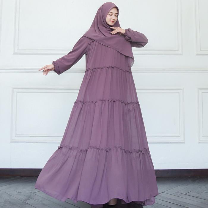 Terlaris Hiraja - Set Gamis Umpak Polos Ceruty Babydoll Premium Ready