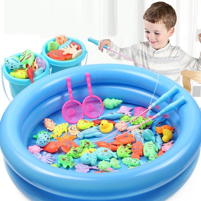 Produk MAINAN PANCING IKAN MAGNET DAN KOLAM PANCINGAN MAGNET ANAK Mainan Pancing Ikan 40/50PCS + Kol