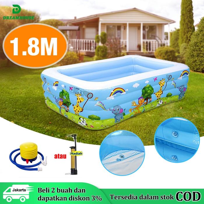 Produk 1.8m+Pompa Kolam Renang Anak Bahan Menebal/Kolam Renang Anak Jumbo/Kolam Renang Anak Jumbo/Ko