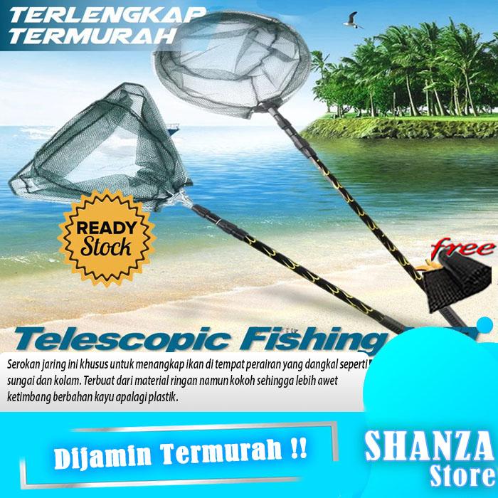STORE ABADI - BISA COD - Serokan Ikan Lipat Jaring ikan Segitiga Telescopic Net Aluminium Alloy /ser