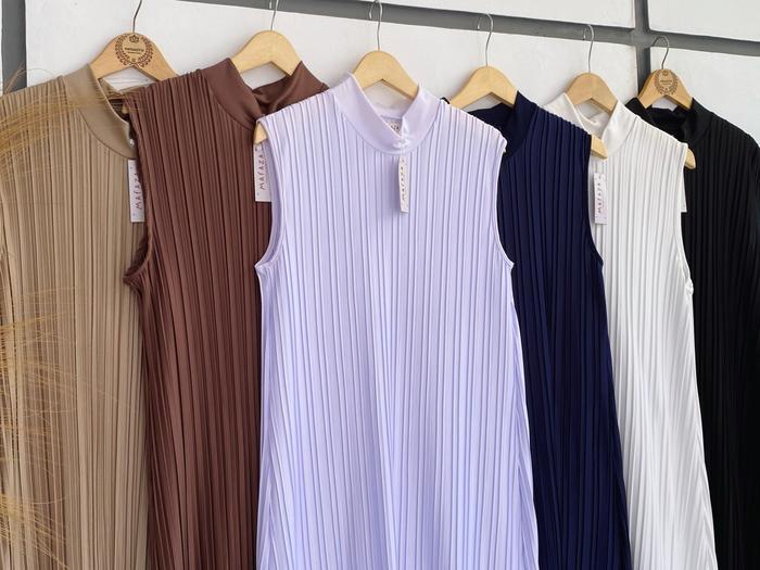 Terlaris Inner Dress Plisket Oversize - Gamis Plisket Tanpa Lengan Casual - Inner Long Jumbo Plisket