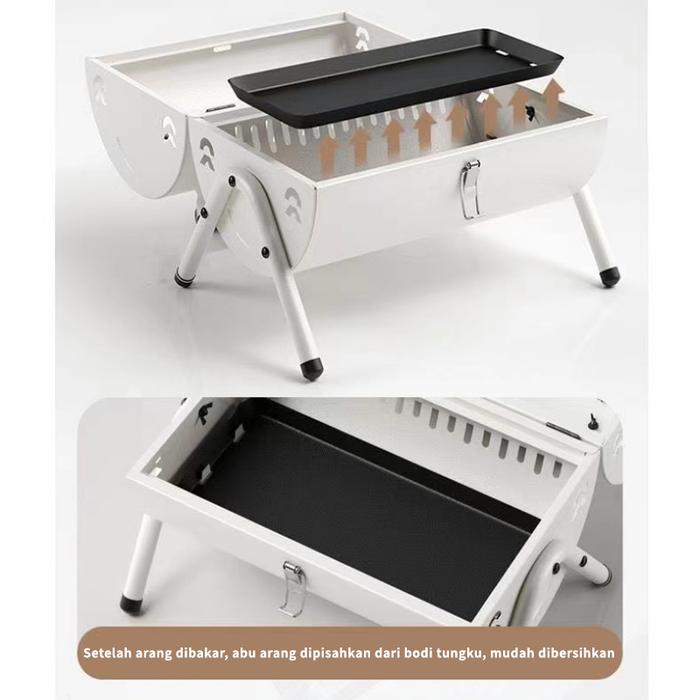 Portable Camping Grill / Panggangan BBQ / Peralatan Berkemah / Pemanggang Camping Pakai Arang / Alat
