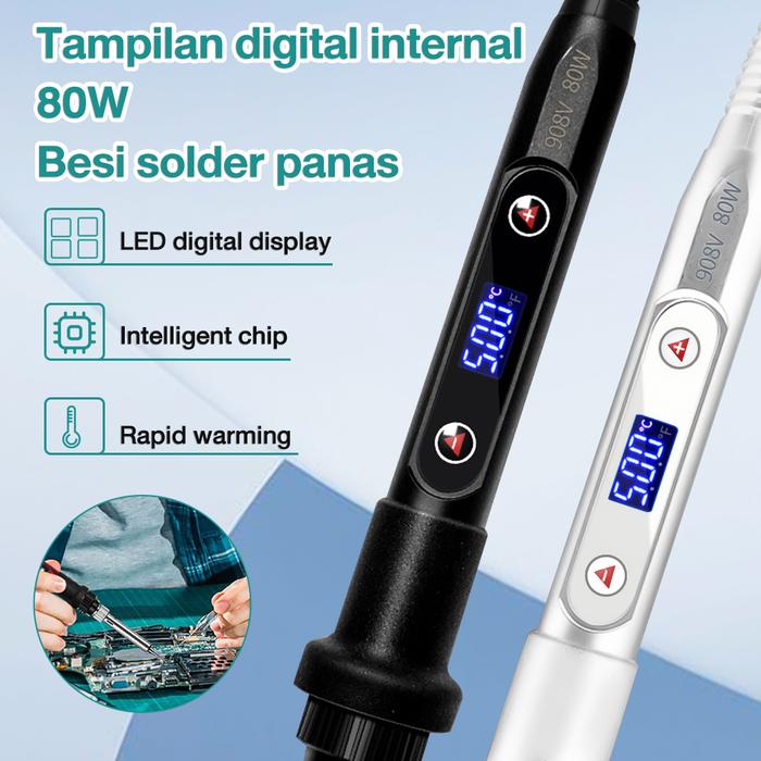 Moketa Solder Listrik 80 Watt Adjustable Temperature Digital Solder Cepat Panas Digital LCD Screen