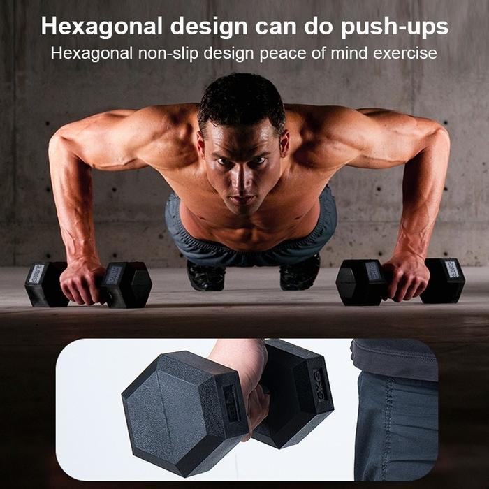【Spot barang】Dumbbell set peralatan fitness  hexagonal dumbell 5kg dengan perlindungan lingkungan