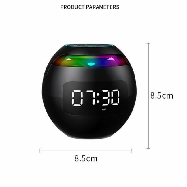 Speaker Bluetooth Alarm Wireless Speaker Jam Model Bulat 7 Lampu LED