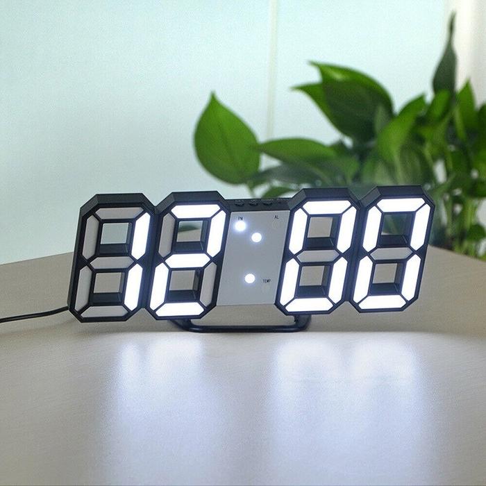 Zaman Now - Jam Dinding Digital LED 3D Bentuk Angka Modern Minimalis / Jam Meja LED 3D / Jam Alarm D