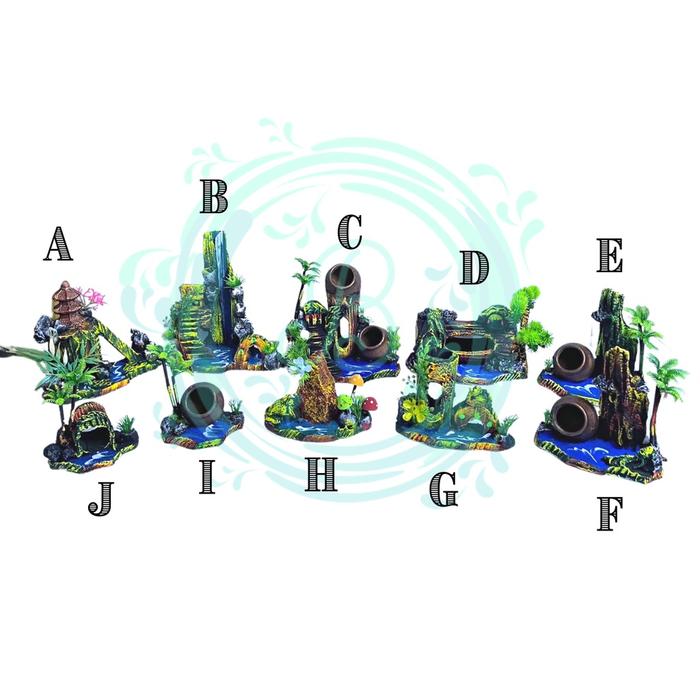 Miniatur Relief Tebing Terowongan Air Terjun Kuil Hiasan BERAT BUKAN FIBER Aquarium Shelter Ikan Uda