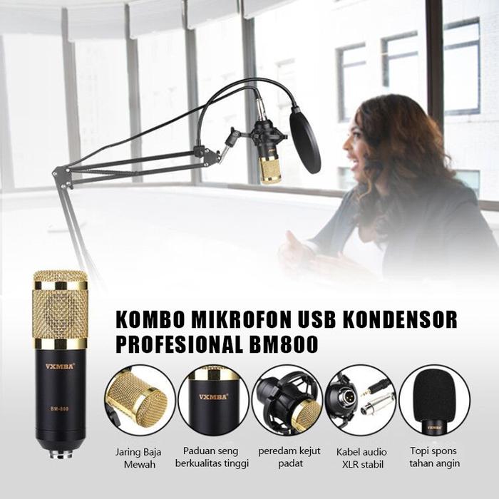 Mikrofon Kondensor BM800 Mikrofon Rekaman BM800 TaffSTUDIO Dengan Tripod - BM800