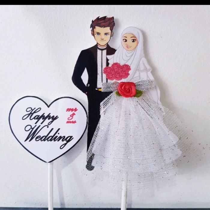 Topper Pengantin, Hiasan Pengantin, Boneka Pengantin, Happy Wedding