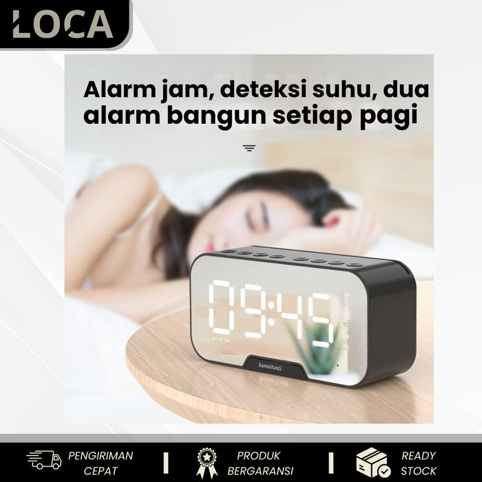 LOCA Lampu Speaker Bluetooth Portable Bass Jam Alarm Clock LED Display Spiker Bluetooth Musik Box Bl