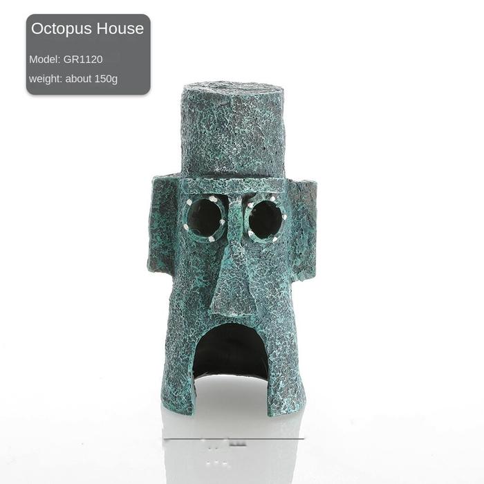 HIASAN AQUARIUM miniatur rumah spongebob 1 pcs / rumah Squidward / hiasan aquarium / miniatur rumah