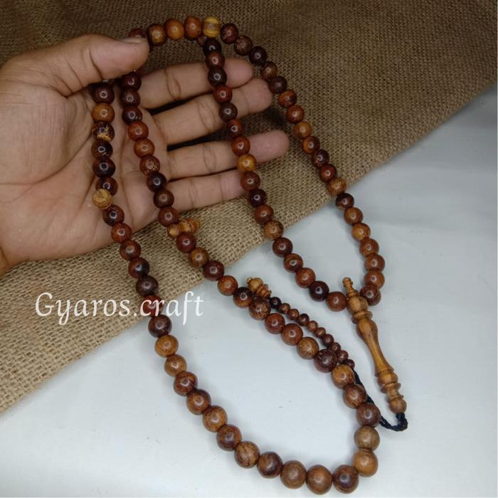 Ready Gan Tasbih Kayu Gaharu Ngi 12Mm Muslim Benang Polycherry Tebal Kuat Isi 99 Butir - Motif Ready