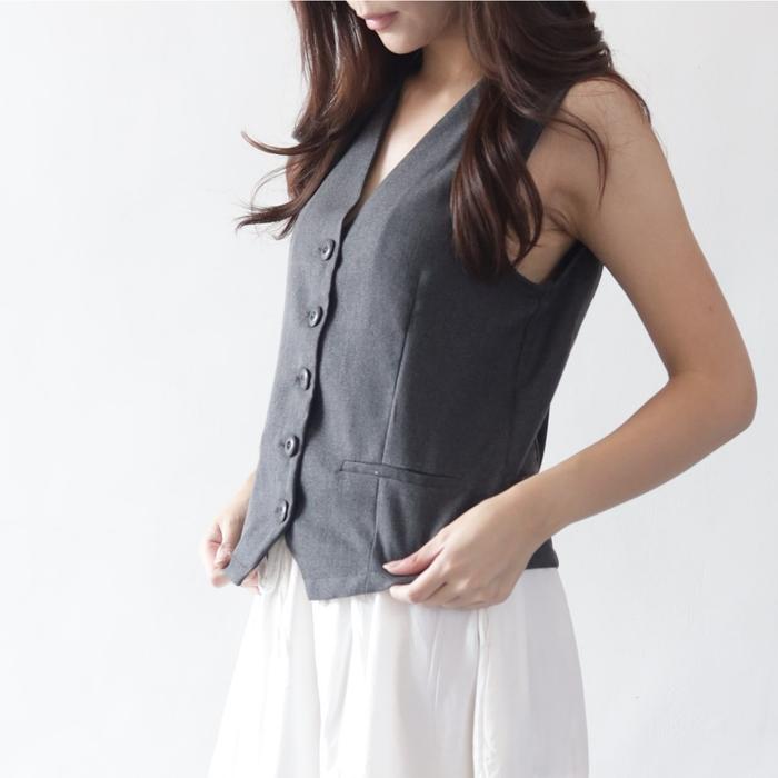 Atasan Rompi Vest Wanita Basic Sleeveless Top | ELORAE - Annie Vest