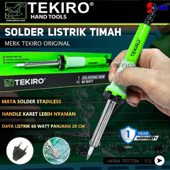 Solder 60 watt Model Lurus Peleleh Timah / Soldering Iron TEKIRO Tekiro Solder Listrik 60 Watt Solde